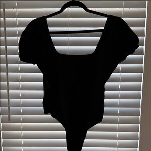 ASTR the Label Black Puff Sleeve Bodysuit